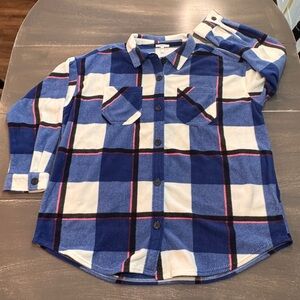 Blue and White Plaid Button-Up Shirt